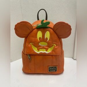Loungefly Disney Mickey Mouse Pumpkin Halloween Jack-o-lantern Mini Backpack New